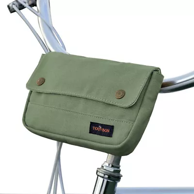 TOURBON Bike Handlebar Bag Canvas Bicycle Pannier Tool Pouch In US-Special Offer • $22.99