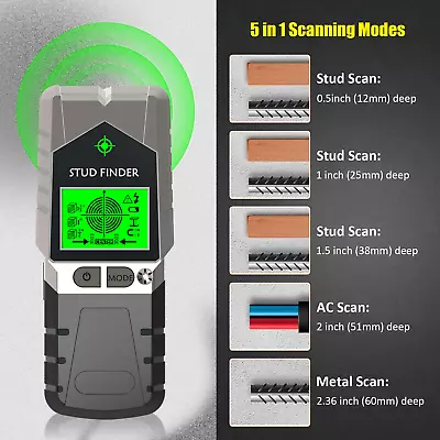 5 In 1 Electric Detector Wall Wood Metal Sensor Wire Stud Finder Cable Scanner • £14.29