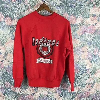 Indiana Hoosiers Velva Sheen Crewneck Sweatshirt Red Size Medium Vintage • $25.99