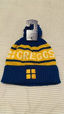 £8.99 • Buy 🔥Greggs X Primark Beanie Hat One Size Blue Yellow Logo Limited Edition New🔥