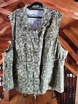 Woman Within Womens Vest Sz 4X Plus Camouflage Green Zipper Cotton Nwot  • $25.99