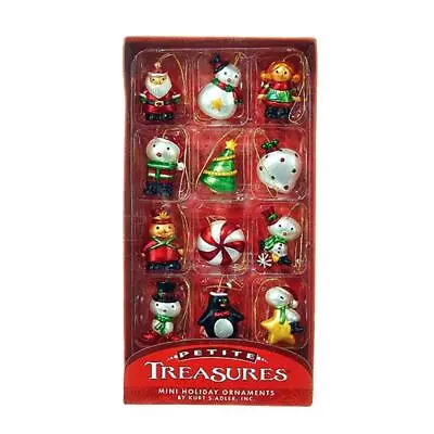 Set Of 12 MINI CHRISTMAS ORNAMENTS 1.25 Cute Small Holiday Tree PETITE TREASURES • $16.95