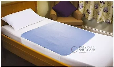 1 X Incontinence Blue Washable Bed Pads With Tucks 85 X 90 Cm - Reusable • £9.99