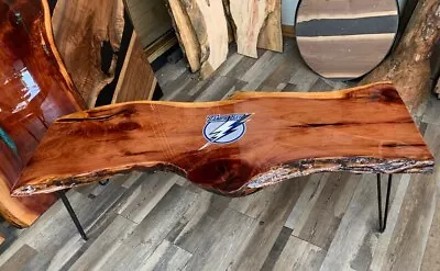 Live Edge Epoxy Coffee Table / Bench Ultimate MAN CAVE ANY SPORTS ANY TEAM • $399.99