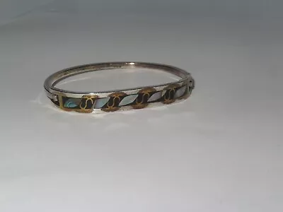 Vintage Mexico Sterling Silver Bracelet Jewelry Abalone (57V) • $17.99