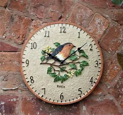 Garden Wall Clock Outdoor Indoor 12 Inch Bird Robin Birds Design  • £17.95