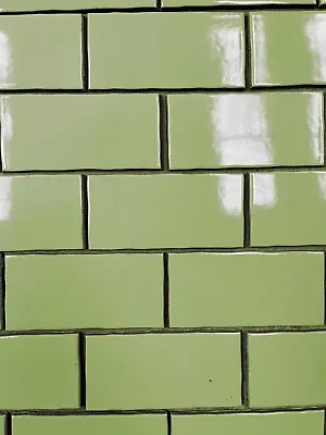 2 7/8  X 5 7/8  Tile Sage Green Shiny Subway 100 SQFT Wall Remodel Vintage C#255 • $700