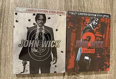 Sealed JOHN WICK 1 & JOHN WICK CHAPTER 2 Steelbook Blu Ray DVD Digital 2014 2017 • $17