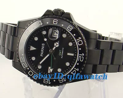 $99 • Buy 40mm Parnis Ceramic Bezel Black Dial GMT Style PVD Case Automatic Men Watch E964