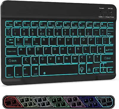 Ultra-Slim Wireless Bluetooth Backlit Keyboard - XIWMIX 7 Colours Rechargeable P • £24.97