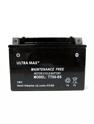 Genuine Ultra Max TTX9-BS 12V 8AH 90 CCA Motorbike Battery Replaces YTX9-BS • £23.99