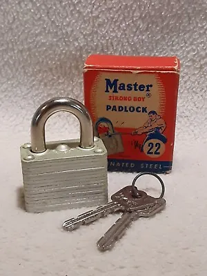 NEW Master Strong Boy Padlock #22 Laminated Steel 2 Keys W Box SHIPS FREE • $19.99