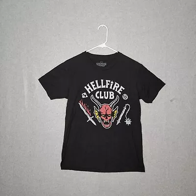 Strangers Things Hellfire Club Shirt Size Medium Black Graphic Tee T-Shirt • $11.95