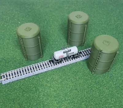 N Scale 1/160 3 Pack Oil/Storage Tanks ARMY GREEN For Layout FREE SHIPPING  • $15.99