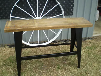 Industrial Style Hall Table Bar Or Work Bench Steel Frame Timber Top • $255