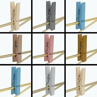 10 X SMALL WOODEN CRAFT PEGS Wedding Hanging Name Photo Tiny Coloured Clip 3.5cm • £3.28