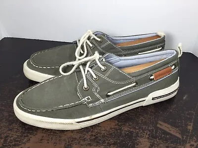 G.H. Bass & Company Oliver Boat Shoes Men Size 9.5 M Olive Canvas 1674-316 • $24.99