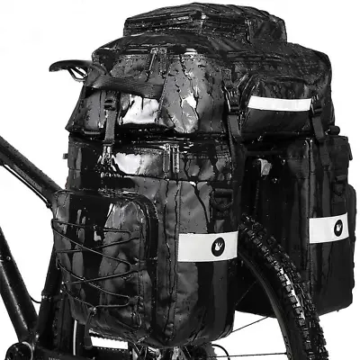 3 In 1 Bicycle Bags Road Mountain Bike Trunk Double Side Pannier Rear Rack Bag • $81.91