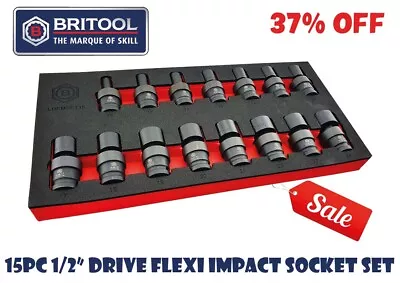 **sale** Britool Hallmark 1/2  Drive Flexi / Uj Impact Socket Set 10-24mm • £94