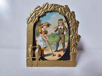 Vintage Miniature Gilded Cast Metal Doll House Photo Frame Easel Victorian Style • $90