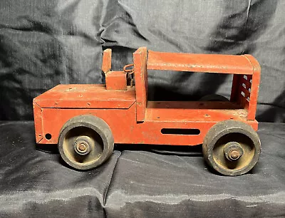 Vintage Pressed Metal Farm Tractor Zamboni Carrier Toy W/ Wood Wheels  • $18