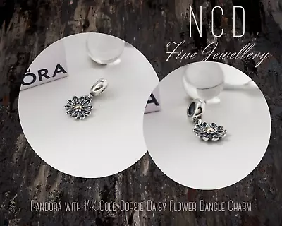 NC Designs Pandora SS With 14K Gold Oopsie Daisy Flower Dangle Charm 791210 • $95