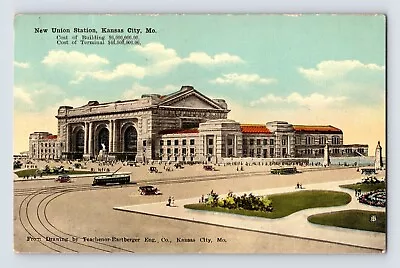 Postcard Missouri Kansas City MO Union Railroad Train Station Depot 1910s • $12