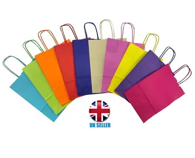 £1.99 • Buy Bright Paper Gift Bags - Party Bag With Handles - Recyclable Birthday Loot Bag