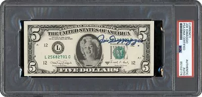 Joe DiMaggio Signed Marilyn Monroe $5 Dollar Bill PSA DNA • $1995
