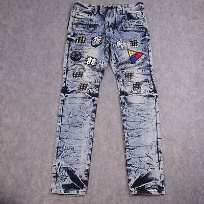 Biepa Jeans Homme 32x34 Patch Designer Acid Wash Mens NEW • $99.99