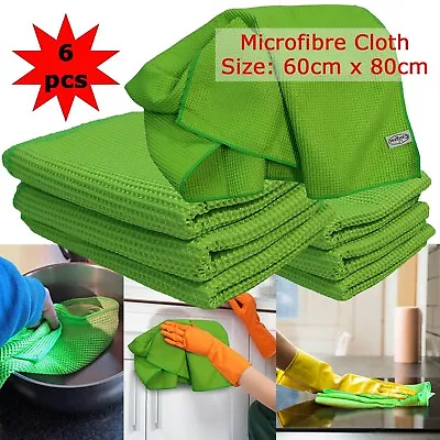 Cleaning Cloth Microfibre Towel Home Kitchen Car Wash Spotless Shine XL 6PC • £8.99