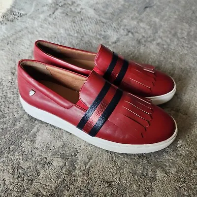 Venettini Kurby 40 US 9 Red Leather Slip On Shoes Preppy • $38.95