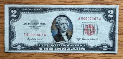 1953-A Red Seal $2 Dollar Note • $4.50