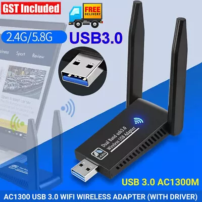 WIFI Wireless Adapter AC1300 USB 3.0 Dongle 802.11ac 5GHz Dual Band 11AC AU • $18.66