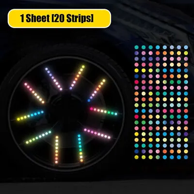 Reflective Rainbow Dots Sticker Car Wheel Hub Rim Stripe Decal Auto Accessories  • $8.68