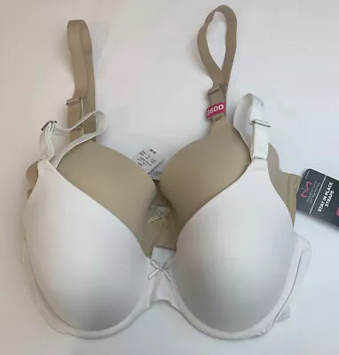 Maidenform Self Expressions Demi Stay In Place Straps 2 Piece Sets White & Beige • $13.75
