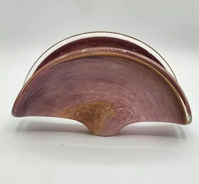 Murano Style Art Shell Glass Napkin Holder Pink/Gold Tones  • $18.95