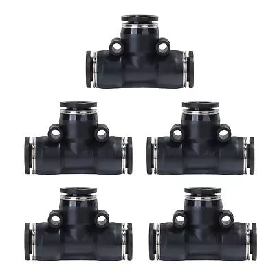 Push To Connect Air Fittings Tube 1/2  Od Air Line Tee Union Push Pack Of 5 • $11.99