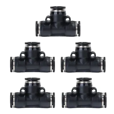 Push To Connect Air Fittings Tube 1/4  Od Air Line Tee Union Push Pack Of 5 • $10.99