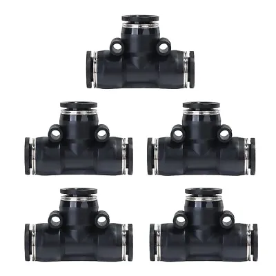 Push To Connect Air Fittings Tube 3/8  Od Air Line Tee Union Push Pack Of 5 • $10.99