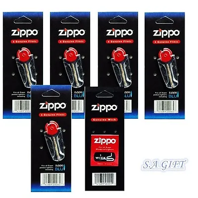  New Zippo Lighter Flint & Wick Pack Of 6 Value Pack  (30 X Flints And 1 X Wick) • $9.95