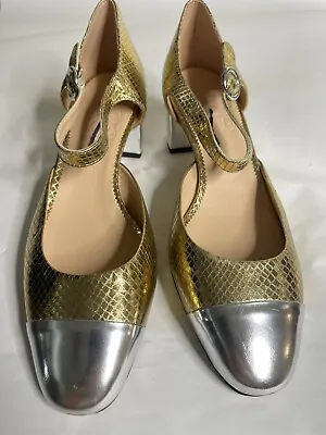 J Crew Millie Ankle-strap 2.5” Heels In Snake-embossed Italian Leather Size 8 • $45