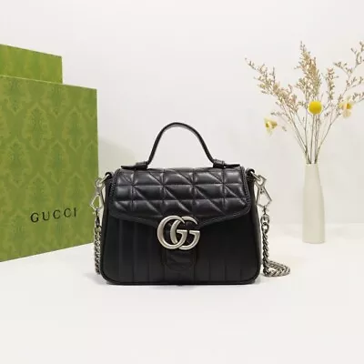 Authentic GUCCI Black Vintage Silver Double G Buckle Shoulder Bag • $22.50