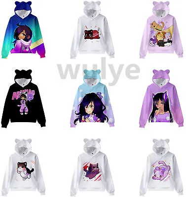 Adult Kids Aphmau 3D Hoodie Cosplay Cat Ears Hooded Sweatshirt Pullover Top Gift • £15.59