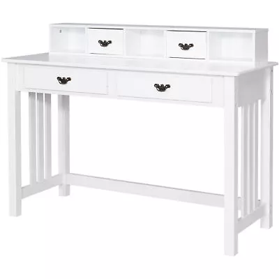 Writing Desk W/4 Drawers Computer Desk Ideal For Home Office& Bedroom White • $175.99