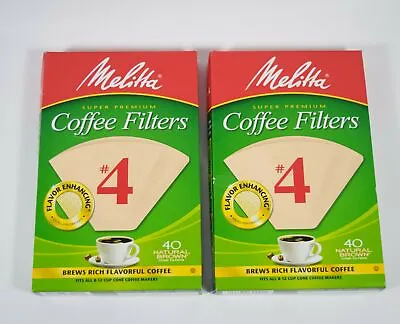 2 Melitta Super Premium Cone Coffee Filters #4 NATURAL BROWN 40 Filters = 80 Pcs • $8.99