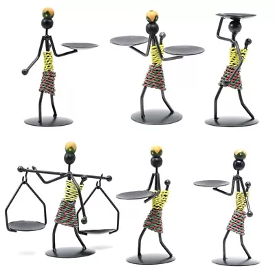 Nordic Metal Candlestick Abstract Character Girl Sculpture Holder Decor • £6.19
