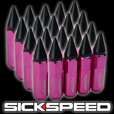 Sickspeed 20 Pc Pink/black Spiked Extended 60mm Lug Nuts Wheels/rims 1/2x20 L22 • $30.12