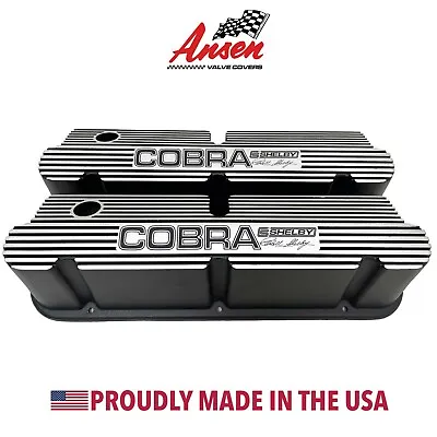 Ford Cobra CS Shelby SBF Pentroof Black Tall Valve Covers - Finned Ansen USA • $295