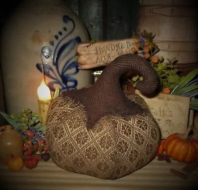 $44.75 • Buy Primitive Antique Vtg Style Retro Holiday Fall Tan Cotton Woven COVERLET Pumpkin
